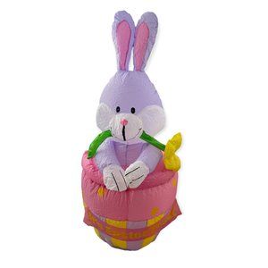 Gemmy Inflatable Easter Bunny W/ Basket 4 Foot Airblown Indoor It's Easter Time
